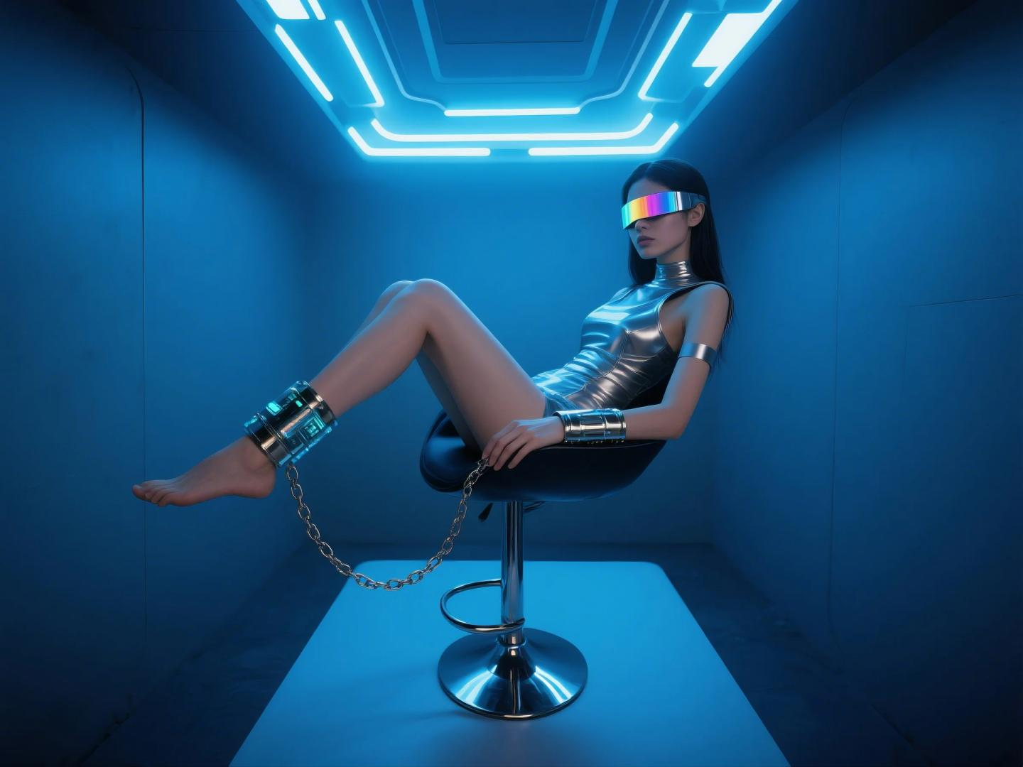 Iridescent crocodile leather texture
Metal chains, cool restraint
Adjustable metal buckles
Curved blindfold, immersive fit
Three-piece set, versatile play

The cold reptile texture meets shimmering reflections — a dual sensory tease where restraint ignites desire fully.