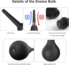 Ultra Soft Enema Anti-Reflux Reusable Anal Cleaner (Ore Black)