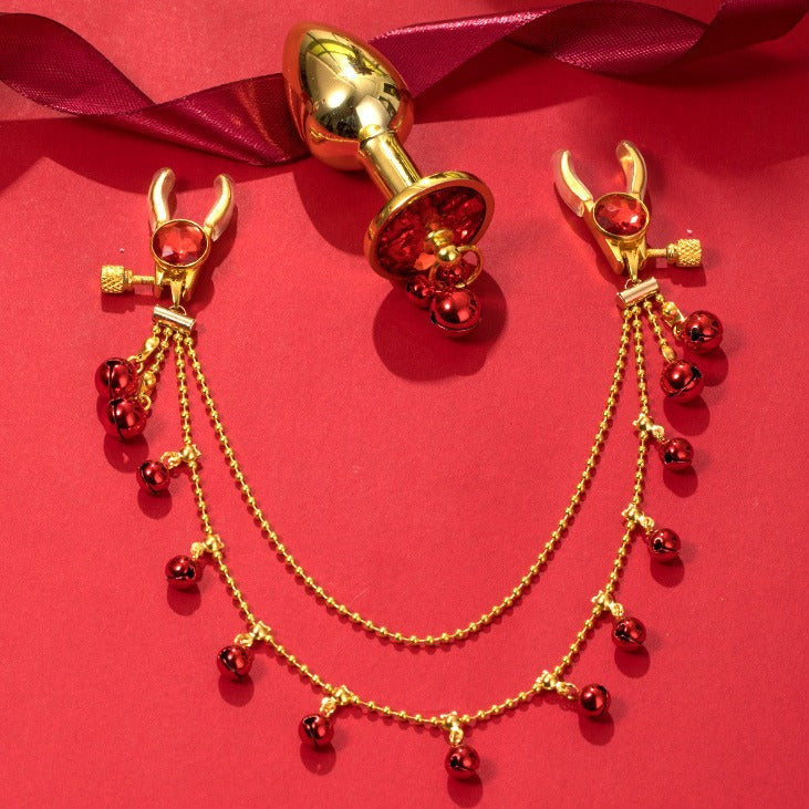 Tassel nipple clamps erotic lingerie kit